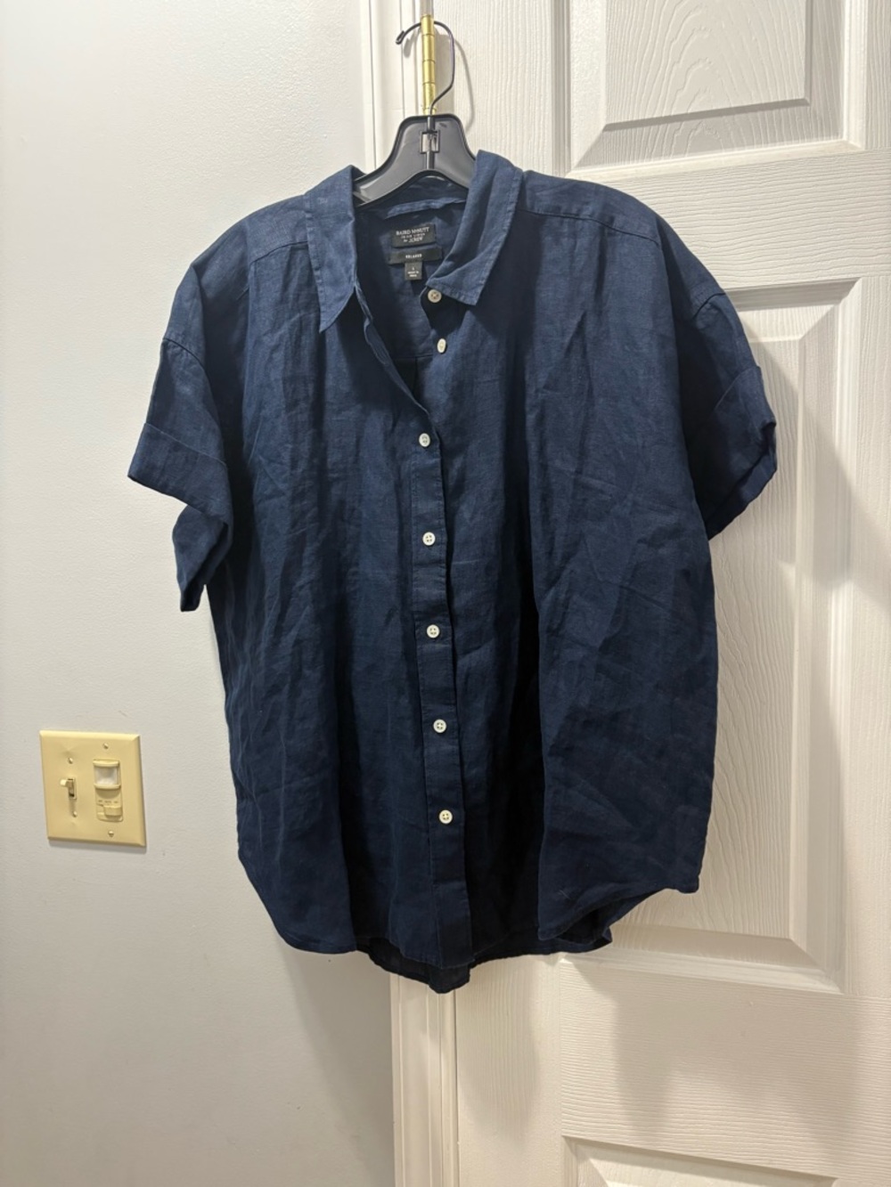 Baird McNutt X J. Crew Irish Linen Relaxed Fit Short Sleeve Button Down Shirt